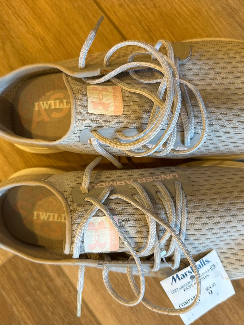 Under Armour Women's Light Gray Knit Lace-Up Athletic Sneakers